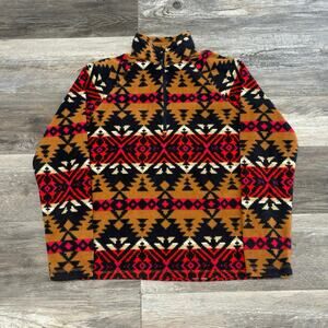 Eddie Bauer Multicolor Womens M Aztec Tribal Fleece Quarter Zip Pullover Sweater